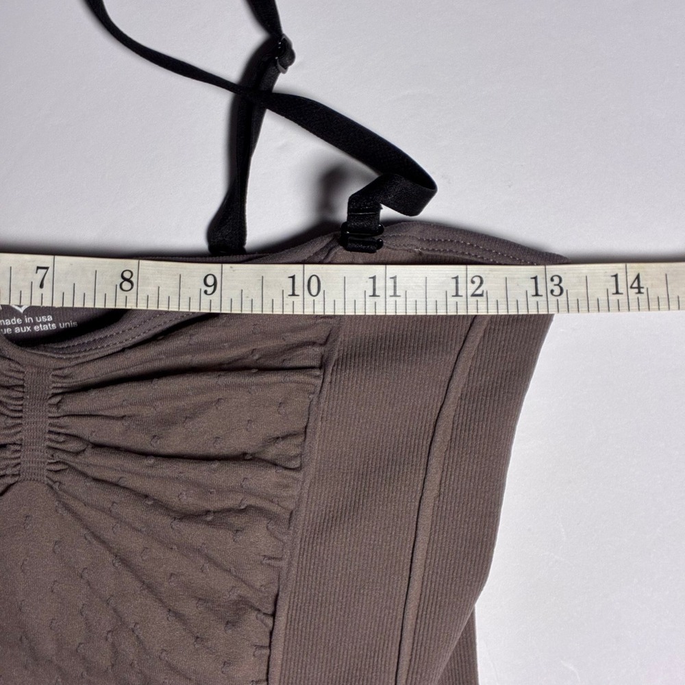 Intimately Free People Ruched Bodycon Slip Dress Taupe M/L Swiss Dot Stretch - Picture 5 of 6